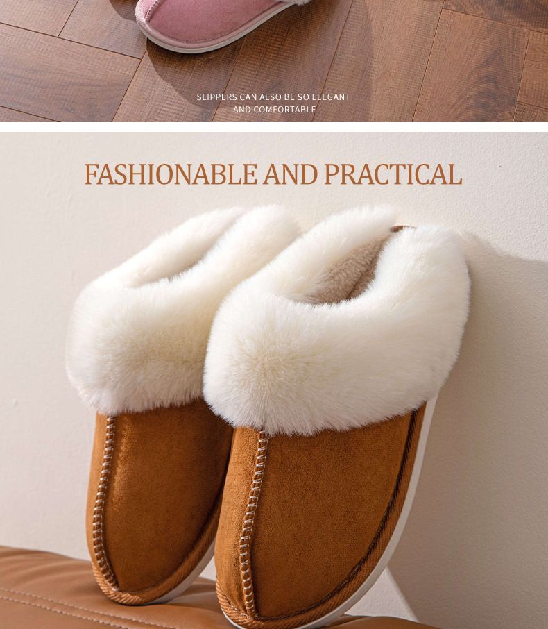 Herbst und Winter Flauschige Hausschuhe zu Hause mit Indoor-Baumwollpantoffeln warme dicke Sohle rutschfeste dicke Plüsch-Baumwoll-Schlepp_voghion.com