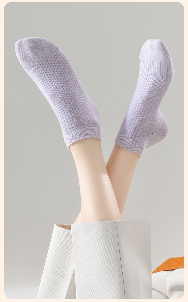 Women's Socks Summer Thin Short Socks Solid Color Draw Breathable Antibacterial Sweat Absorbent Summer Simple All Match Women's Short Socks_voghion.com