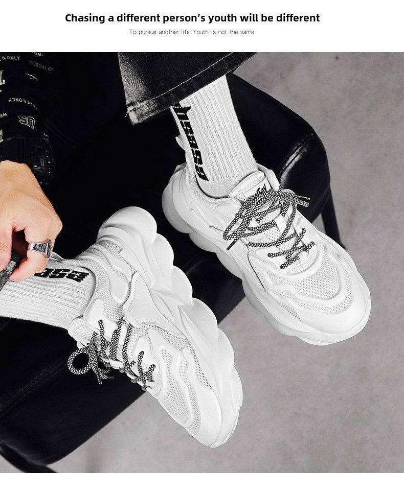 Breathable mesh platform dad shoes new men's casual platform shoes trendy sports shoes men's shoes_voghion.com