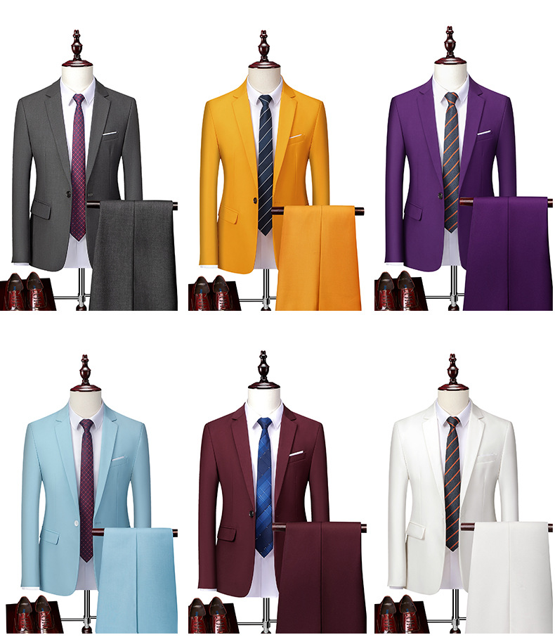 Conjunto de terno casual masculino para negócios, conjunto branco XZ103-522 Conjunto de duas peças-130_voghion.com