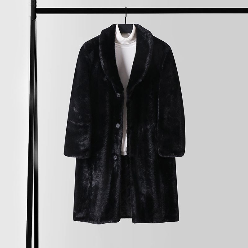 Herrenbekleidung Großer Nerzmantel Herren Trendy Ganzer Nerzmantel Winter Nerz Lockerer Pelz Goldener Nerzmantel Herren_voghion.com
