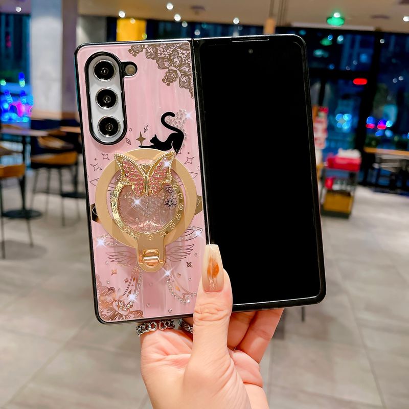 For Samsung Galaxy Z Fold 4 5 Luxurious Magnetic Butterfly Holder Shockproof Phone Case Cover_voghion.com