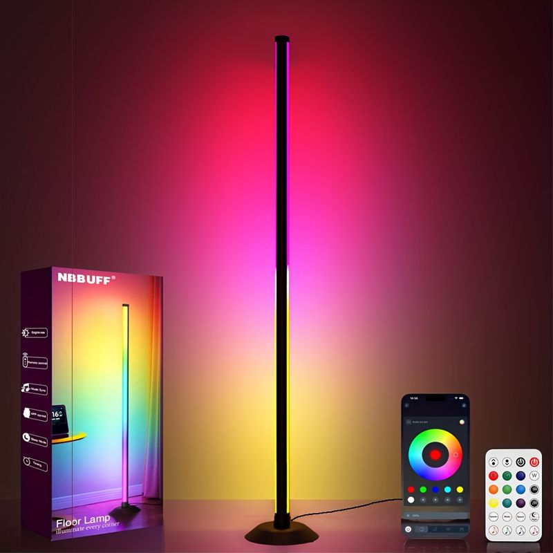 RGBIC Corner Floor Lamp App Remote 16 Million Colors, 68 Scenes, Music Sync, Timer, - Smart For Living Bedroom, Gaming_voghion.com