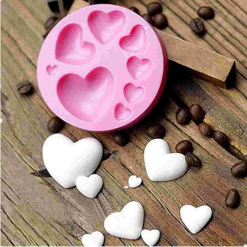 4Pcs Loving Heart Shape Silicone Fondant Mold Diyful Sweet Heart Chocolate Candy Paste Cake Decorating Tool_voghion.com