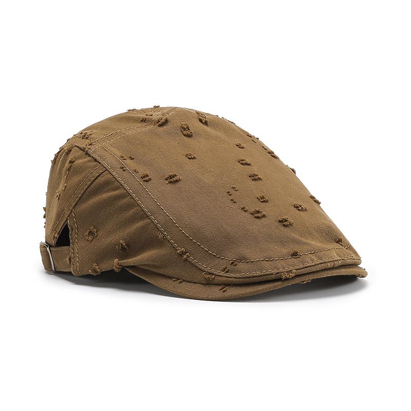 Neuer Stil Vier Jahreszeiten Skizze Einfarbige Lichttafel Distressed Forward Cap Vielseitige Modetrend-Baskenmütze_voghion.com