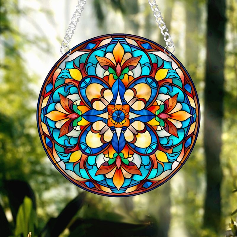 Mazzi di fiori, ciondolo per la casa Suncatcher in acrilico stampato su entrambi i lati, catena e ventosa per la consegna_voghion.com