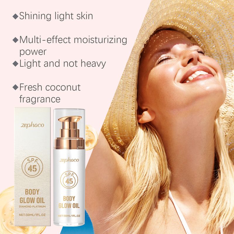 ZEPHOCO Platinum Protective Shimmer Body Oil Coconut Scent Summer Skin Protection Refreshing Moisturizer_voghion.com