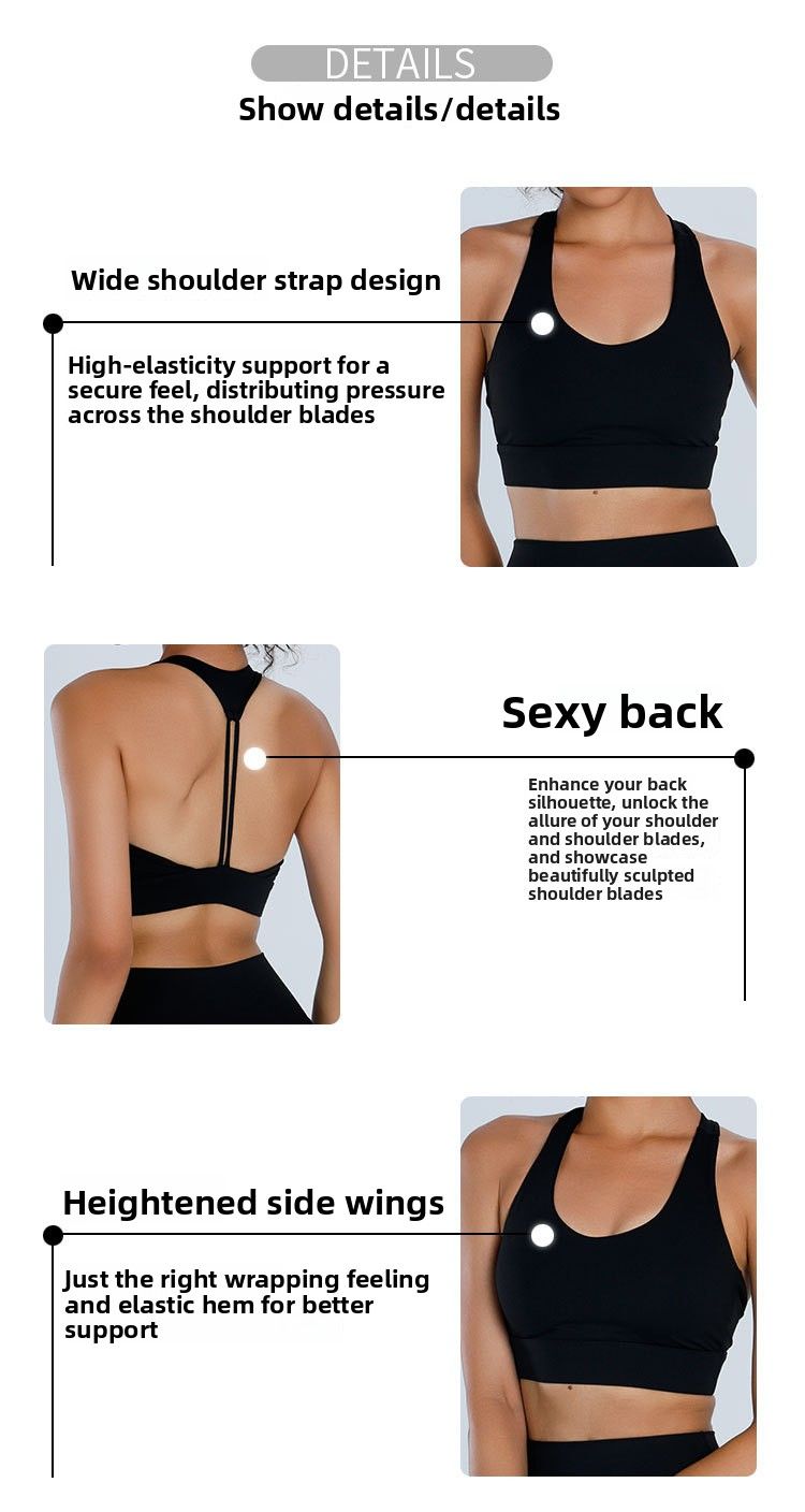 for Women, Shockproof Running Fixed Chest Pad Yoga Bra, Fitness Vest, Beautiful Back, Barely There Feel Sports Bra_voghion.com