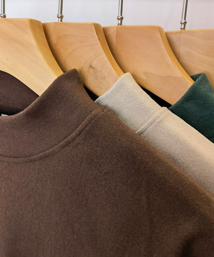 Men's Double-Layer Thermal Long Sleeve T-Shirt With Semi-Turtle Neck, Fleece-Lined For Winter Warmth, Stylish Base Layer In Black, Coffee, Dark Grey,_voghion.com