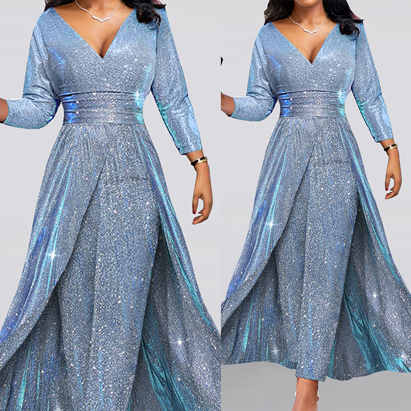 Women's Clothing banquet dress ins double-sided sequined large skirt tube top sexy fashion jumpsuit_voghion.com
