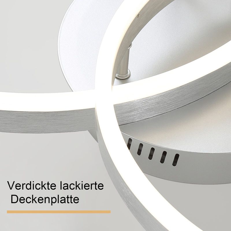 Glitzerlife LED Deckenleuchte - Wohnzimmerlampe Modern Dimmbar 40CM Schlafzimmerlampe Mit Fernbedienung Gold 2 Ring Aus Acryl 46W Deckenbeleuchtung_voghion.com