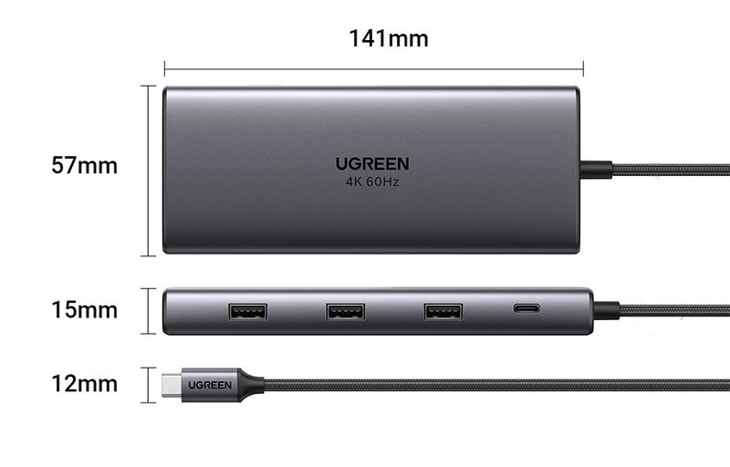 UGREEN 10Gbps C HUB 4K60Hz Type-C To HDMI RJ45 PD100W SD&TF USB Adapter For MacBook IPad Samsung Laptop Accessories Docking_voghion.com