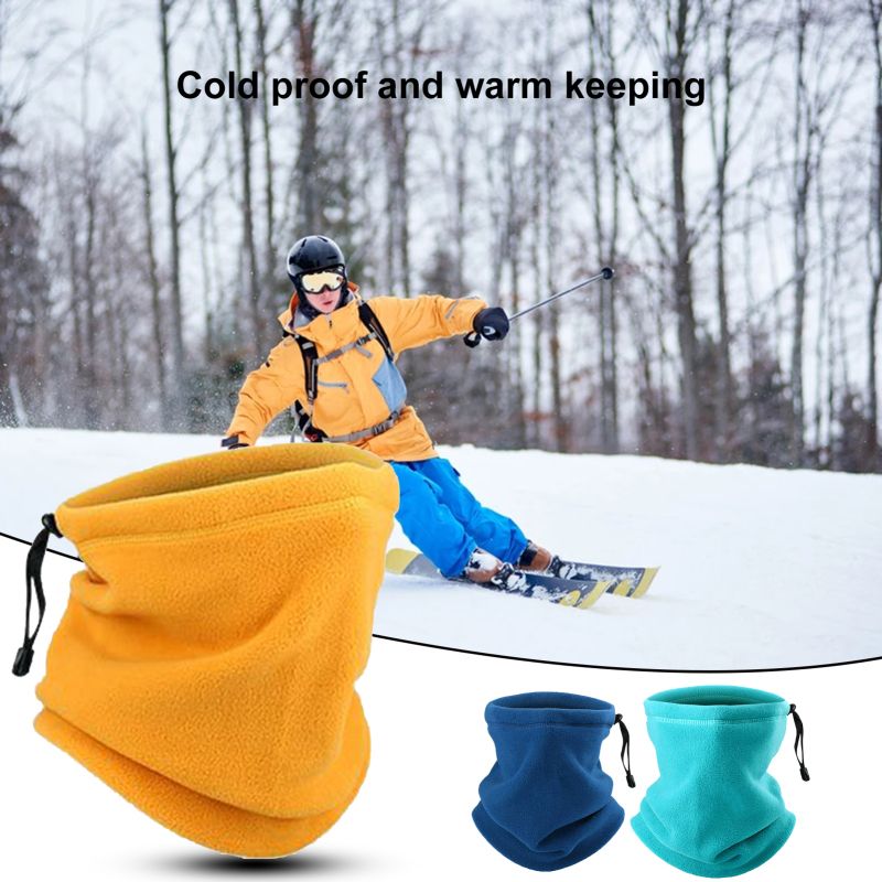 SportLife Soft Neck Warmer Gaiter Solid Color Drawstring Design Fleece Neck Gear for Cycling_voghion.com