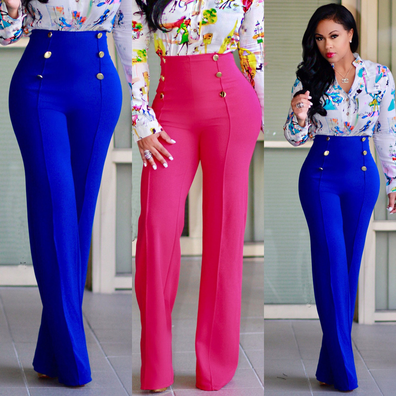 Pantalones acampanados cruzados personalizados y ajustados de moda para mujer con ligera elasticidad y color añadido_voghion.com