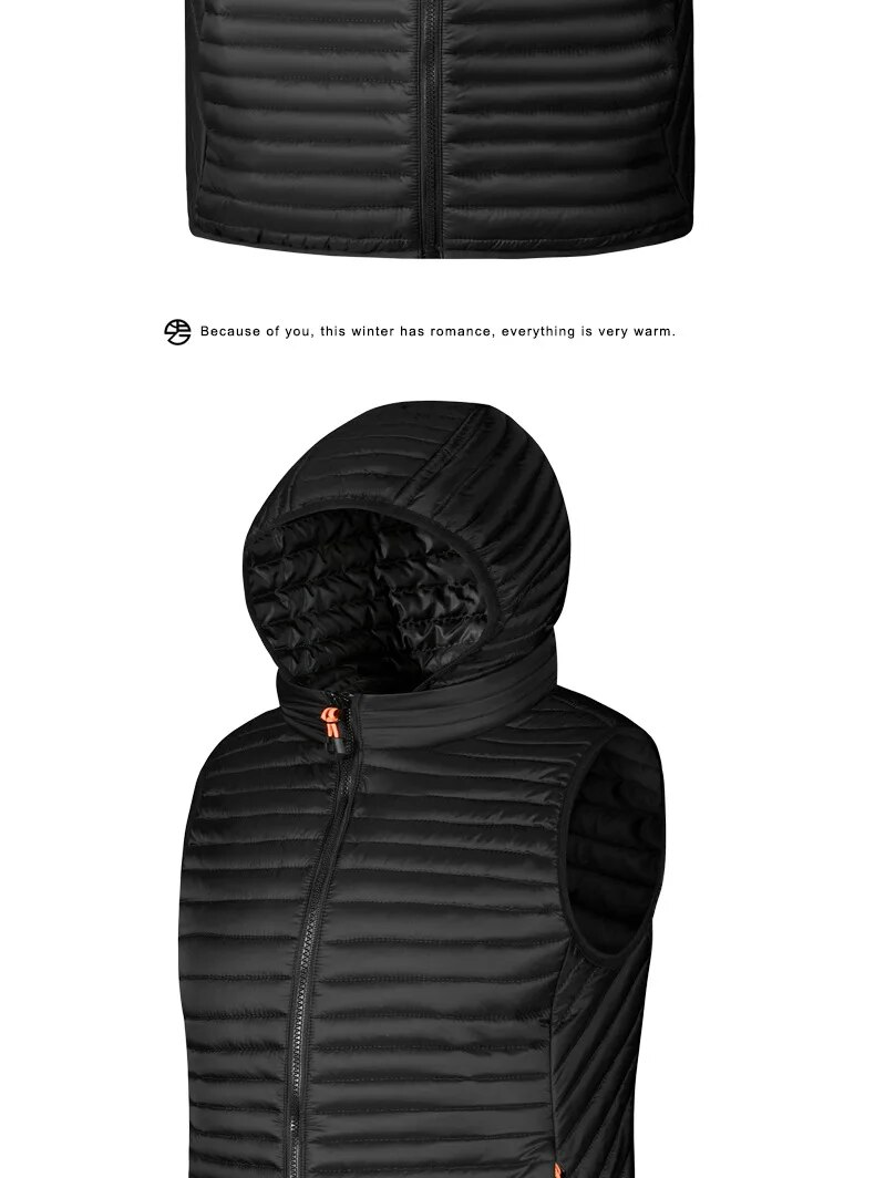 Autumn Winter Hooded Vest Men Casual Solid Color Zipper Pockets Windproof Sleeveless Jacket Men Korean Fashion Waistcoat Men_voghion.com
