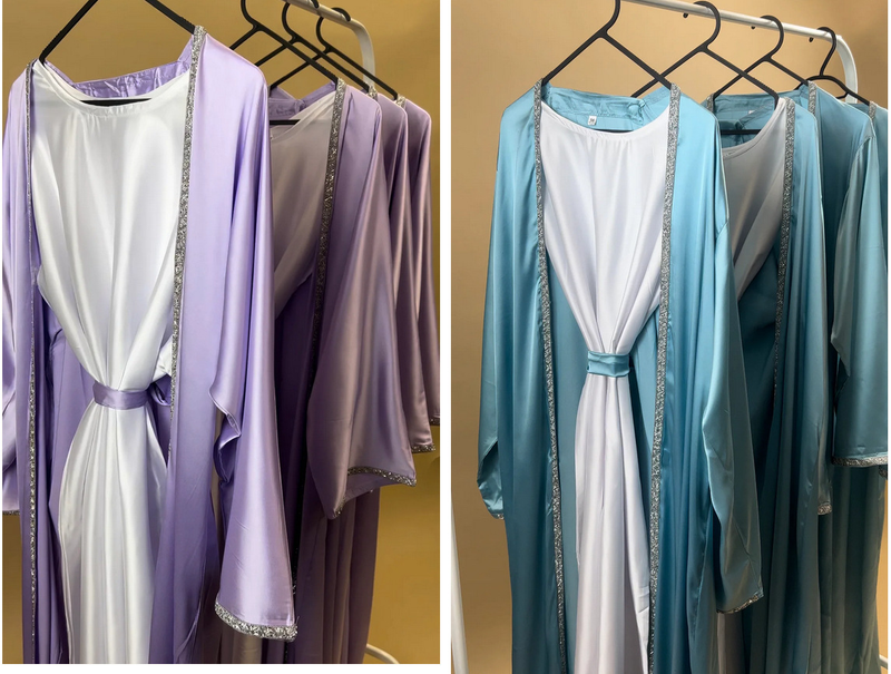 Vêtements pour femmes, jupe longue diamant tendance moderne, robe en satin doux à la taille, vêtements d'intérieur blancs, abaya_voghion.com