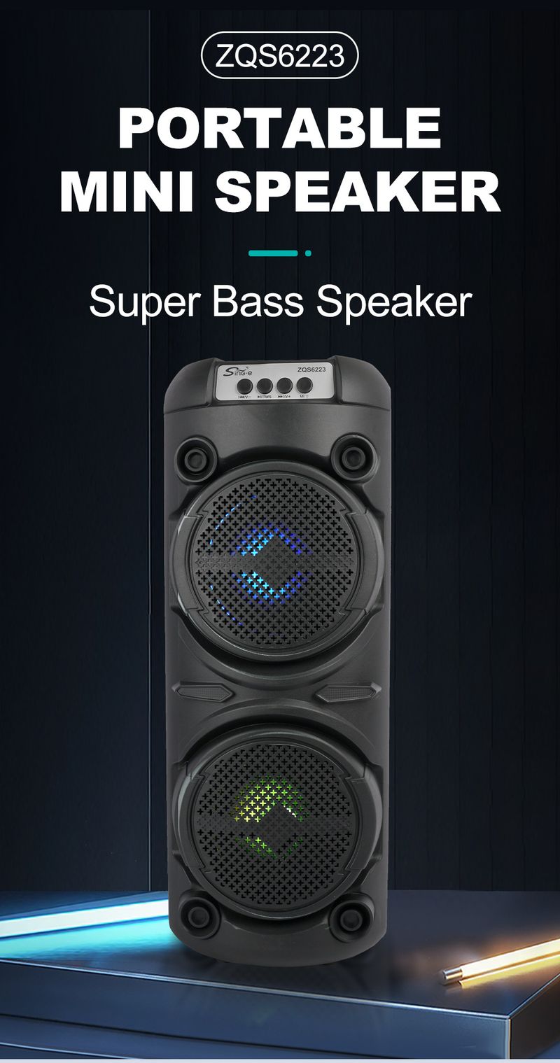 ZQS6223 Dual 6-Zoll-Doppellautsprecher Audio Hochleistungs-Subwoofer mit RGB-Licht_voghion.com
