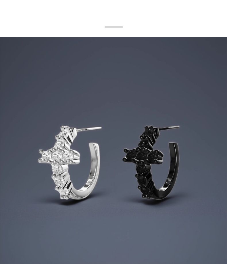 Orecchini a croce gotici per uomo e donna in stile hip hop, orecchini a bottone con zirconi cubici e perni in argento sterling 925, orecchini a cerchio geometrici_voghion.com