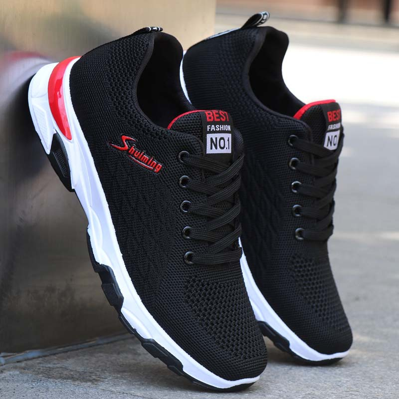 Nuove scarpe sportive da corsa da uomo, traspiranti, casual, nere, con suola morbida in mesh_voghion.com
