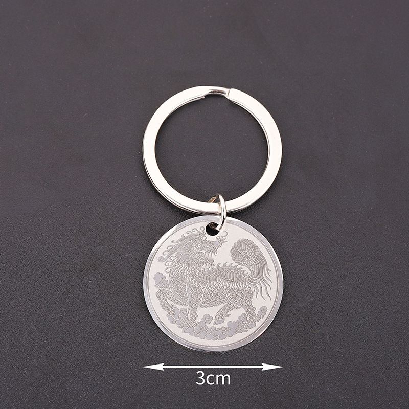 Nuovo portachiavi fai da te in acciaio inossidabile Pixiu Guardian, portachiavi in acciaio inossidabile con ciondolo e scritta regalo_voghion.com