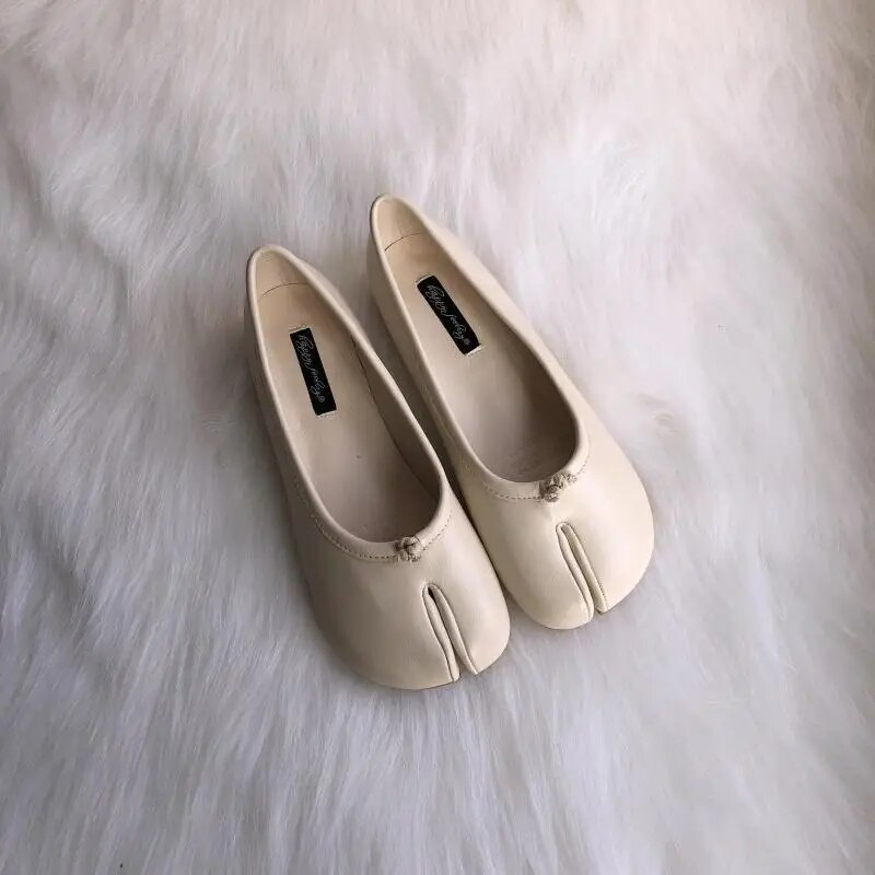 Pantofi Tabi Ninja pentru femei, din piele microfibră, confortabili, cu vârf despicat, cu fund moale, mocasini, slip, trotter pentru femei_voghion.com