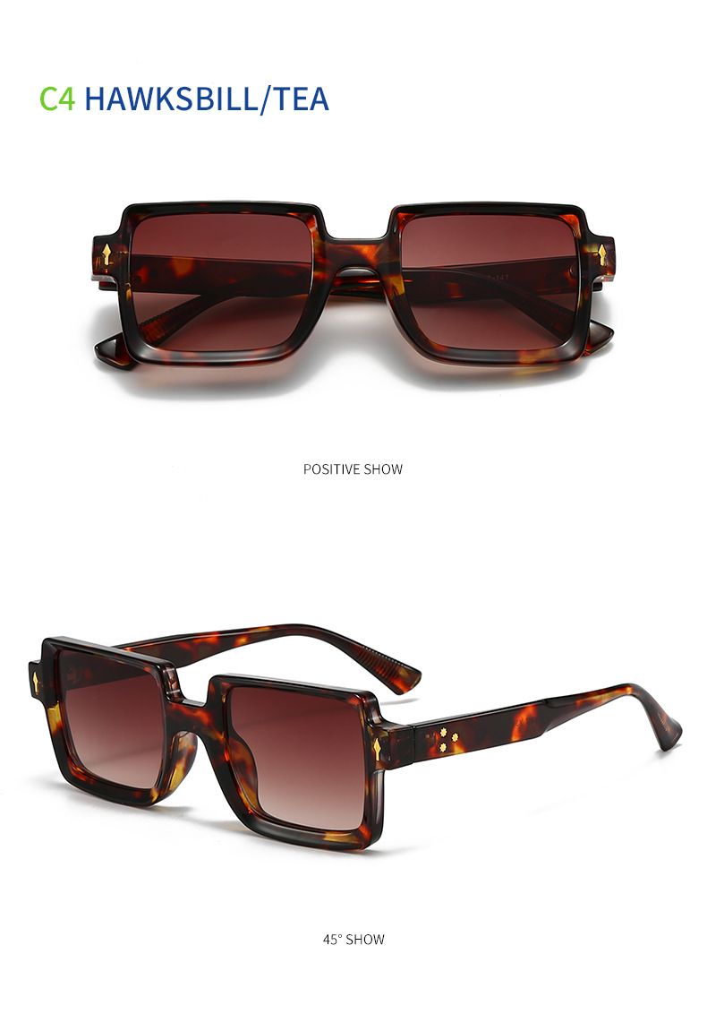Women's Glasses Heao's New Original Rivet Personality Square Frame Splicing Color Sunglasses Fashion Catwalk Versatile Sunglasses_voghion.com