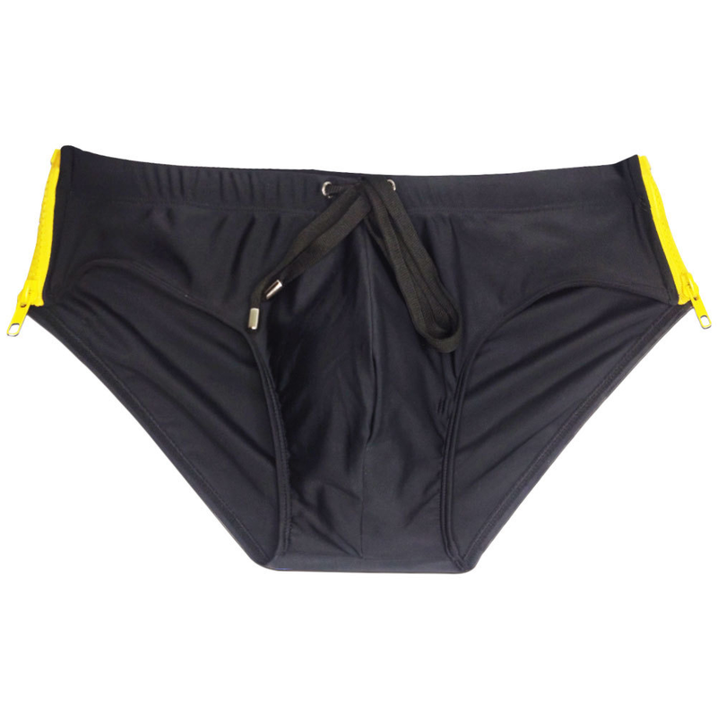 UXH nouveau côté Double fermeture éclair Sexy natation à la mode une pièce Triangle pantalon hommes_voghion.com