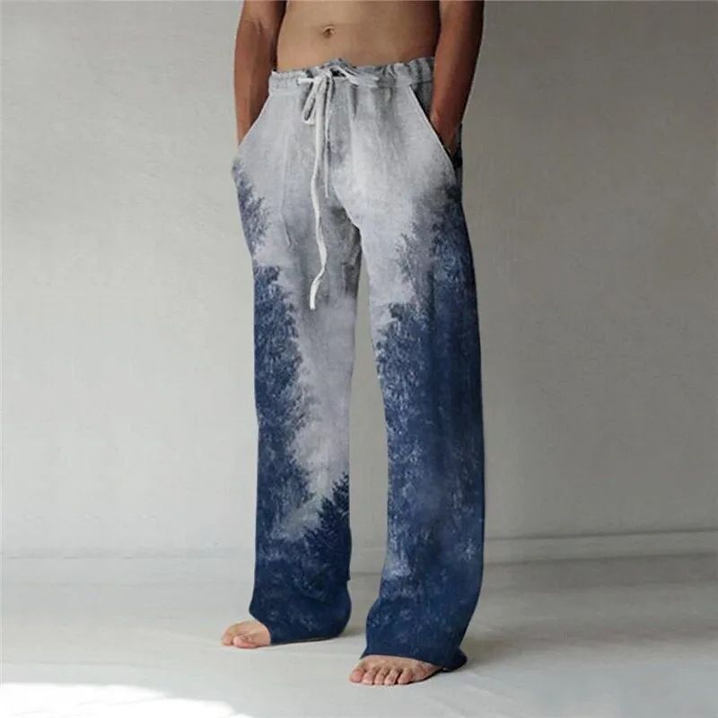 Suitable For All Seasons 2024 New Men's Casual Japanese Style Pants 3D Digital Print Exquisite Linen POD Customization_voghion.com