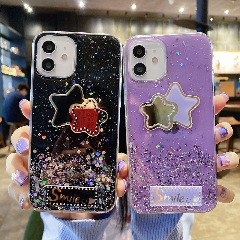 Custodia morbida Bling Glitter Stars per Samsung Galaxy A52S A21S A02S A03S A10 A20 A30s A50 A70 A7 A6 A5 A8 Plus 2018_voghion.com