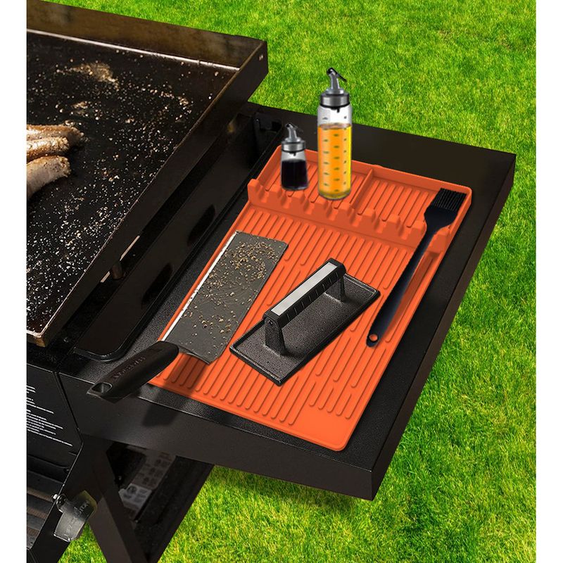 BBQ Side Rack Pan Protector Öl Ablassen Schwarz Stein Silikon Grill Werkzeug Matte_voghion.com