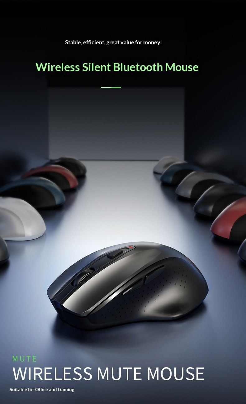 Souris sans fil Bluetooth double mode, rechargeable et silencieuse pour le jeu et l'e-sport, compatible avec les ordinateurs portables et tablettes Lenovo et HP._voghion.com
