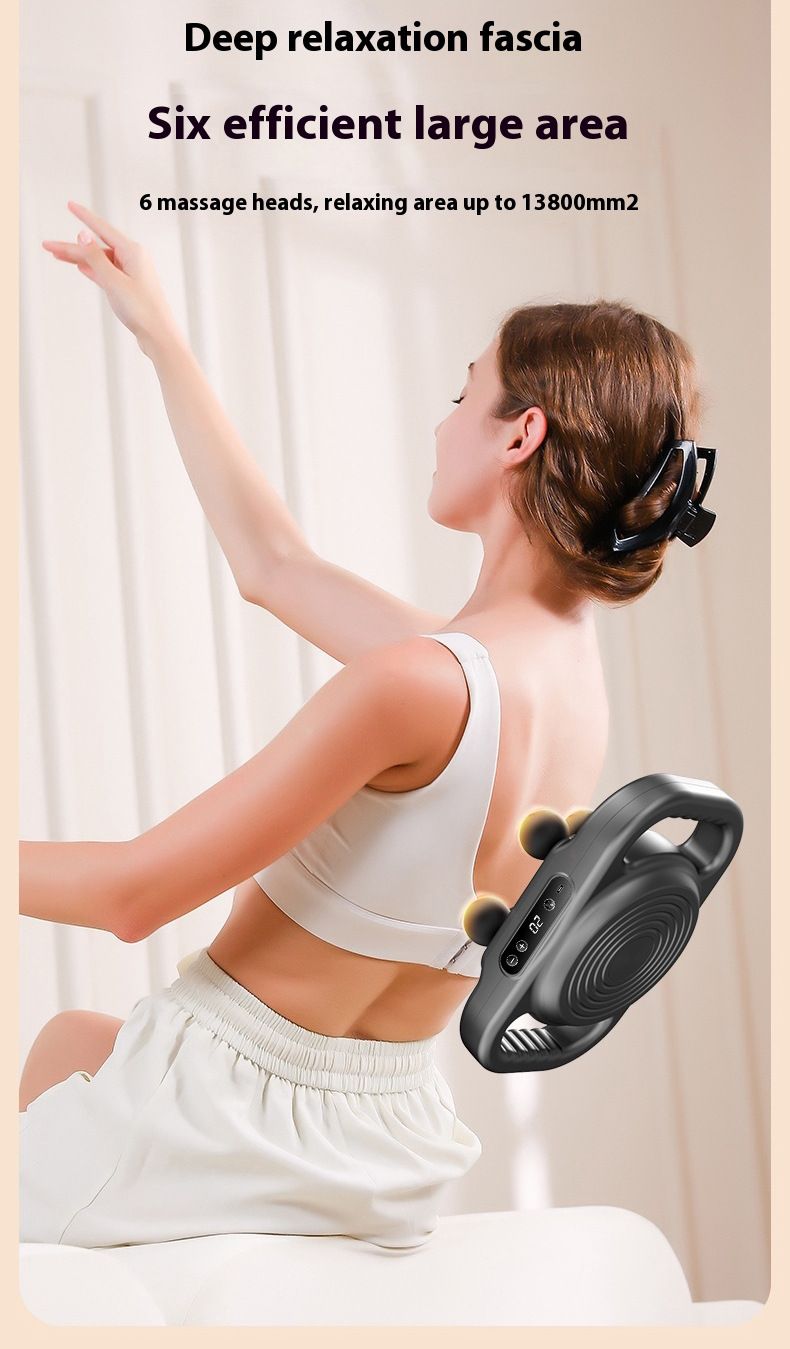 Rechargeable fascia gun Pro grade low back powerful vibration muscle relaxation massager six-head fascia gun_voghion.com