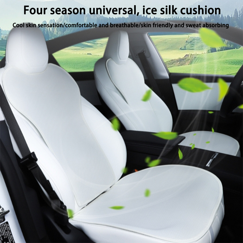 Suitable For Tesla Model 3 /2024 Ice Silk Cover Cushion Seat Protection Automotive Interior Accessories_voghion.com