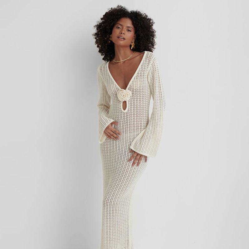 Damenbekleidung Frühling und Sommer V-Ausschnitt Elegant_voghion.com