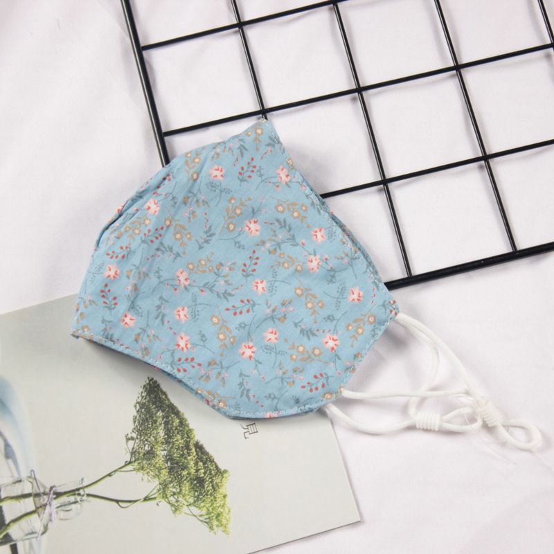 Klein vers bloemenpatroon Dubbellaags ademend verstelbaar stofmasker voor vrouwen_voghion.com