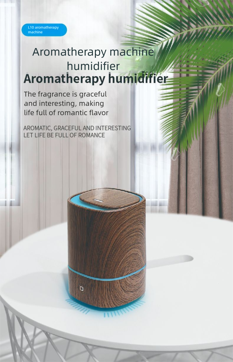 Wood Grain USB Humidifier - Ultrasonic Aroma Diffuser With Colorful Light For Home & Car, Automatic Operation_voghion.com