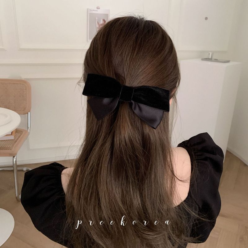 Koreanischer Retro-vielseitiger Samtbogen-Federclip Kopfbedeckung Haarclip Internet-Berühmtheit 2021 Neuer Stil_voghion.com