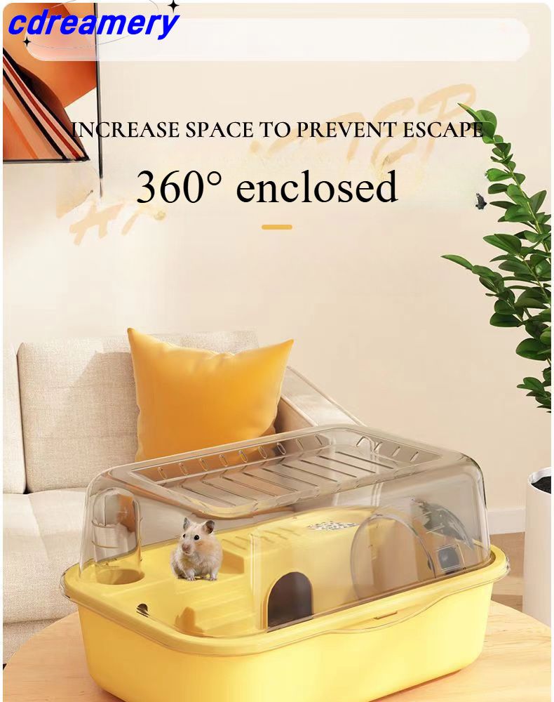 1pc Animal Cage Portable Hamster Cage Golden Bear Cage Large Space Acrylic Pet Habitat Hamster Starter Kit_voghion.com