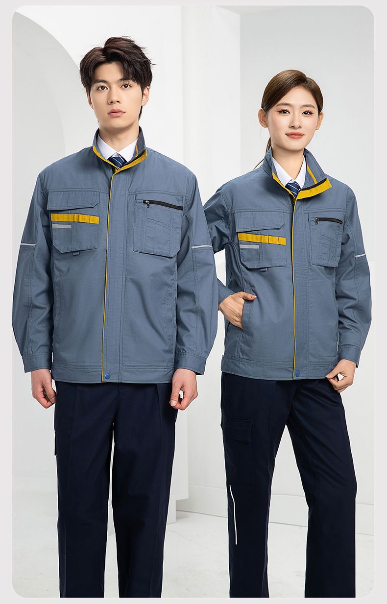 Men's Clothing Spring And Autumn Work Clothes Color Matching Suits Printed LOGO Reflective Strips Workshop Workers Jacket Labor Protection Clothes_voghion.com