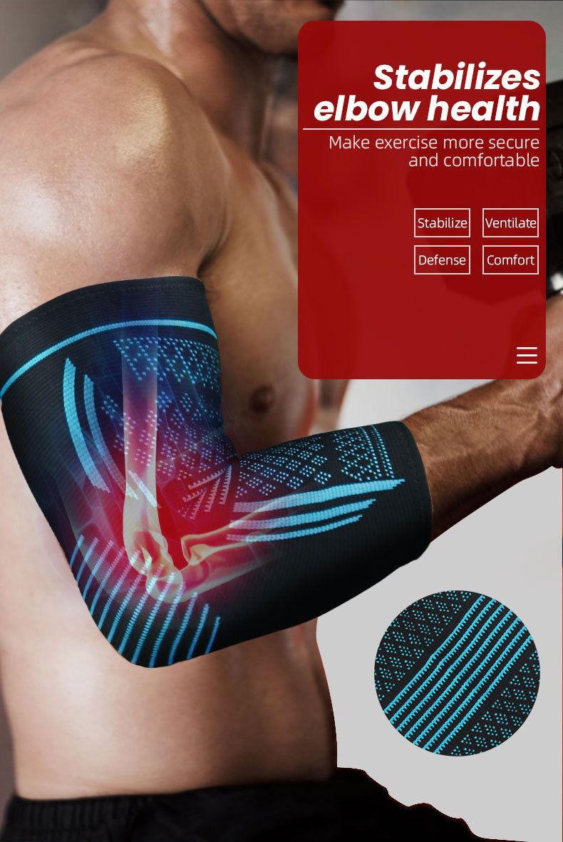 Neue Sport-Ellenbogenschützer, vierseitig elastisch, druckgestrickt, atmungsaktives Nylon, Ellbogenschützer für Basketball und Badminton_voghion.com