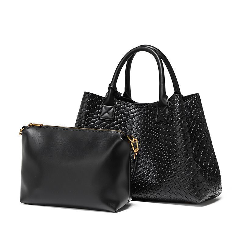 Women's Bags New Woven Pattern Hand Held Messenger Bag Temperament Fashion Ladies Versatile Clip Bag Light Luxury Simple 1687 Set Bag 3 In 1_voghion.com