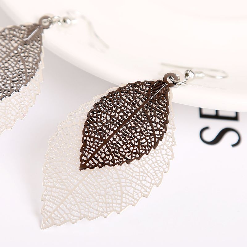 Heißer verkauf ohrringe blatt ohrringe gold einfache doppel schicht hohl blatt ohrringe retro_voghion.com