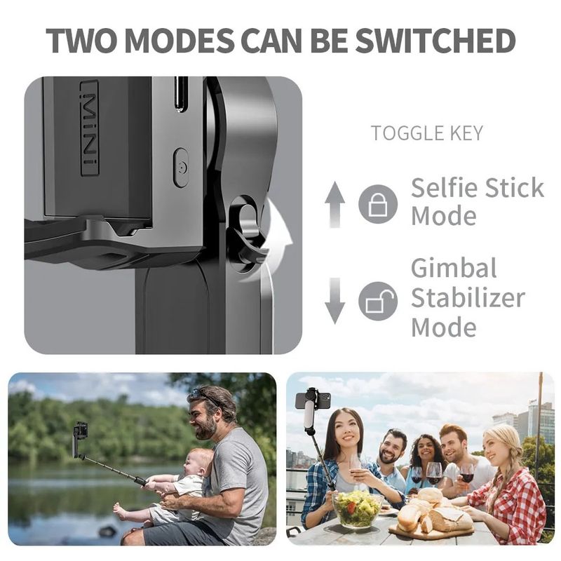 L09 Palo selfie portátil con Bluetooth, luz de relleno de belleza, antivibración, mini estabilizador de un solo eje para VLOG_voghion.com