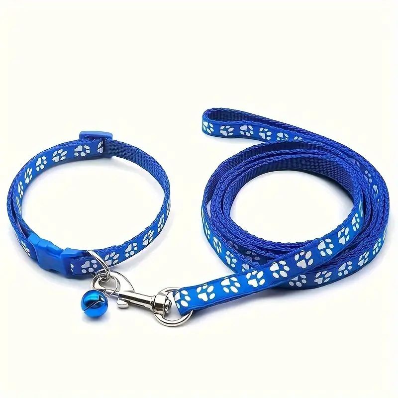 Hundeset mit Fußabdruck-Design für mittelgroße Hunde, Halsbandleine für kleine Katzen und Haustiere_voghion.com