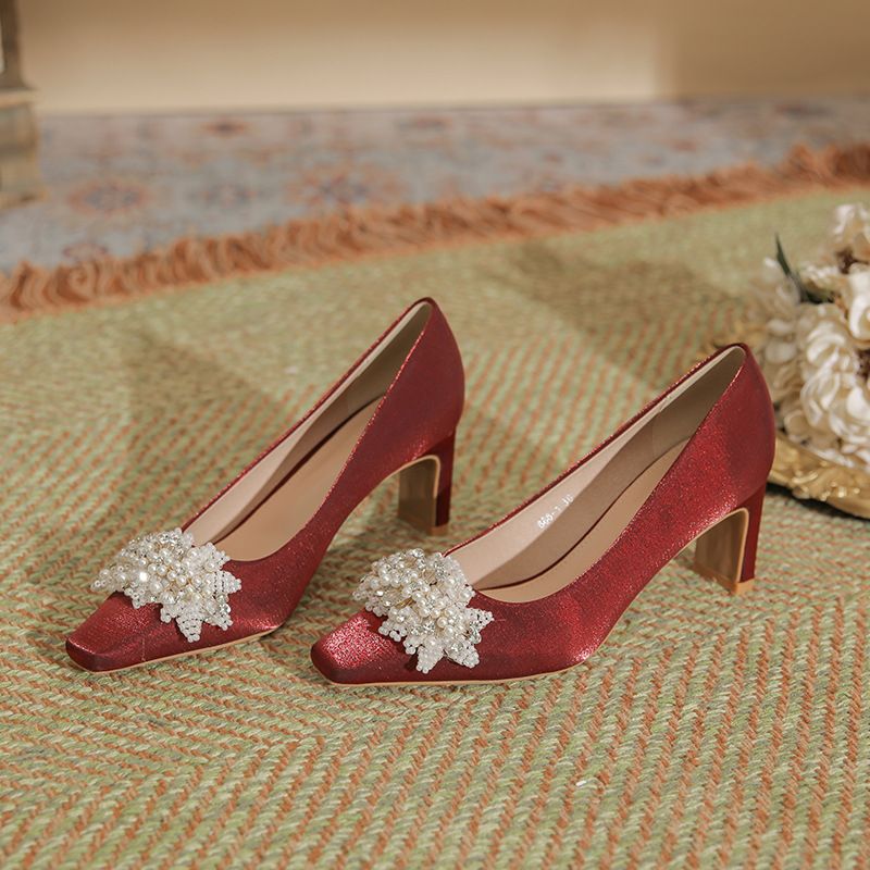 Ruby Crystal High-Heel Damenschuhe Dicke Sohle Design 2025 Neuankömmling_voghion.com
