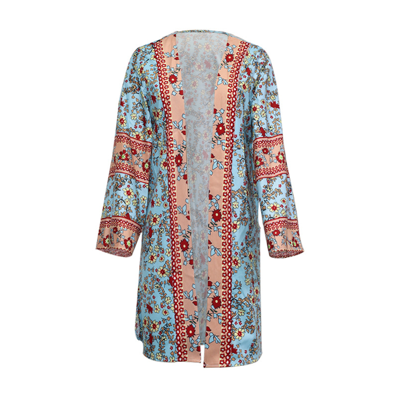 Women's Thin Loose Bohemian Long Sleeve Printed Mid length Cardigan_voghion.com