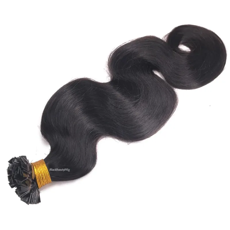 Extension per capelli con punta piatta pre-incollata, capelli umani brasiliani, cheratina, fusione K, capelli lunghi ondulati, 100 g, 100 pezzi_voghion.com