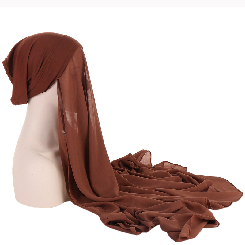 Women's Hats selling chiffon turban hat set monochrome pearl chiffon hat scarf set_voghion.com