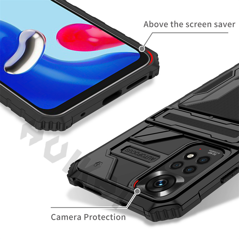 Shockproof Armor Case Fir Xiaomi Redmi Note 11S 11 10 10S 9 Pro Max 11T Poco M4 M3 X3 Pro Anti Shock KickStand Card Slot_voghion.com