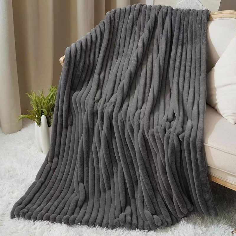 Double layer thick warm blanket office rabbit fur nap blanket home sofa cover plush blanket_voghion.com